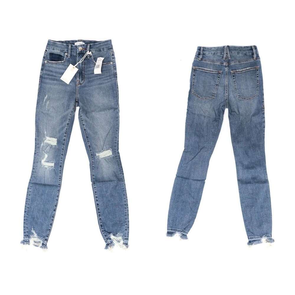 Good American Good Waist Released Chewed Hem Blue Jeans Size 10 NWT